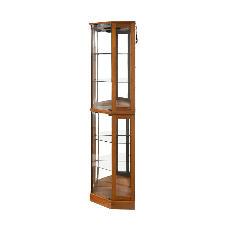 6 Shelf Corner Curio Display Cabinet With Lights, Mirrors And Adjustable Shelves (E26 Light Bulb Not