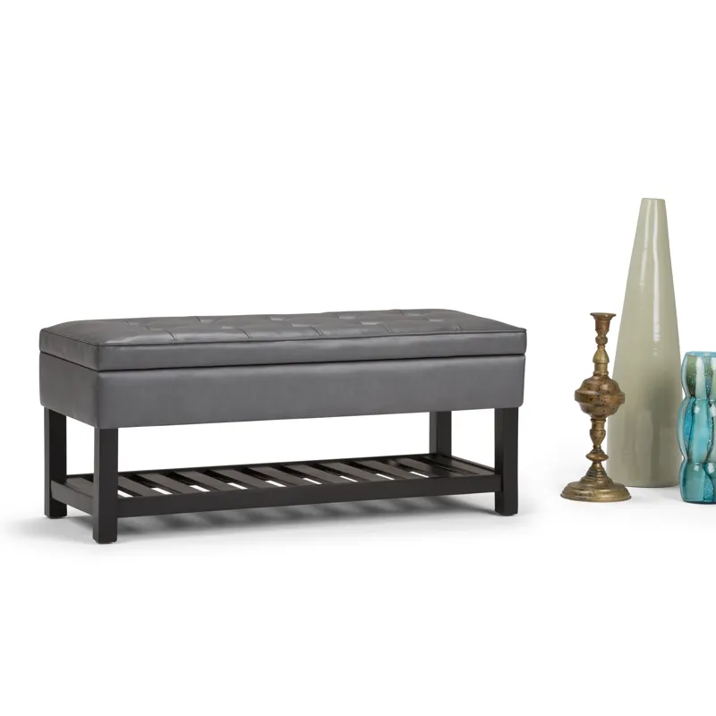 Cosmopolitan - Storage Ottoman Bench with Open Bottom - Stone Grey
