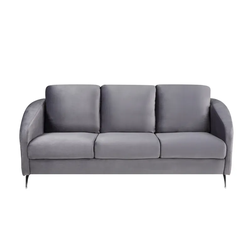 Sofia - Velvet Fabric Sofa, Loveseat Living Room (Set of 2) - Gray