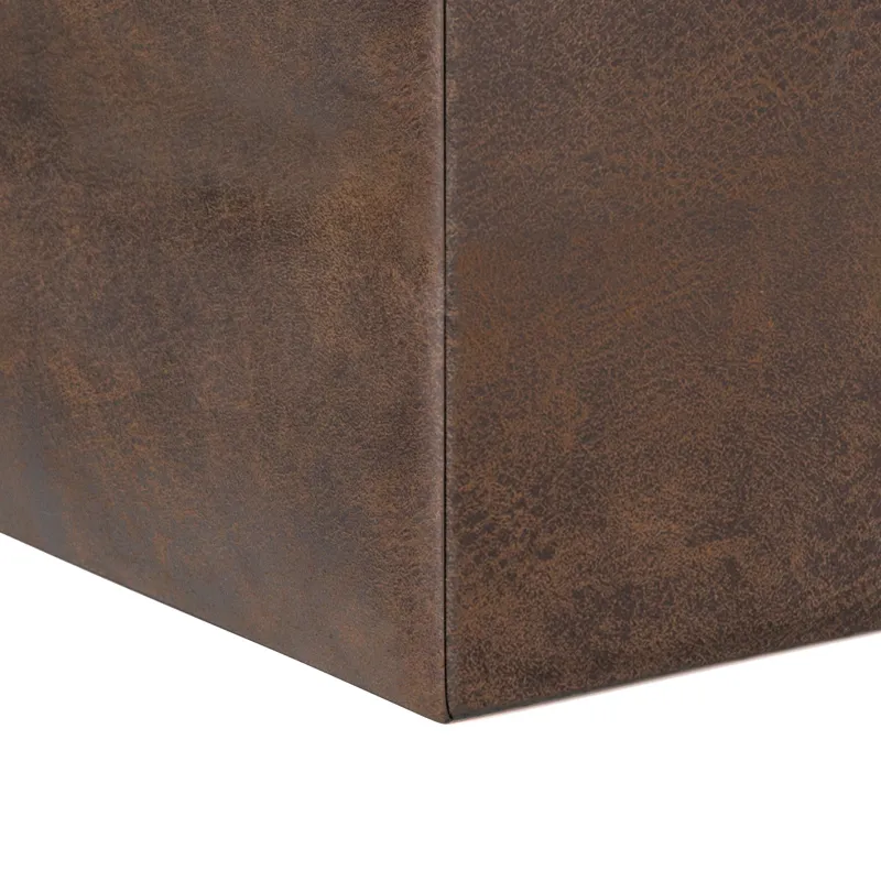 Rockwood - Cube Storage Ottoman with Tray - Distressed Brown