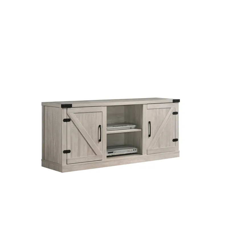 Salma - 58\" Wide TV Stand With 2 Open Shelves And 2 Cabinets - Dusty Gray