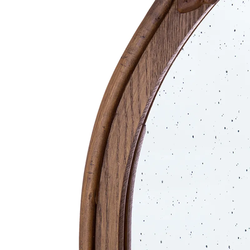Elos Hand Carved Rose Antique Mirror Frame, Wood Arch Mirror Wall Decor For Living Room, Bathroom, E