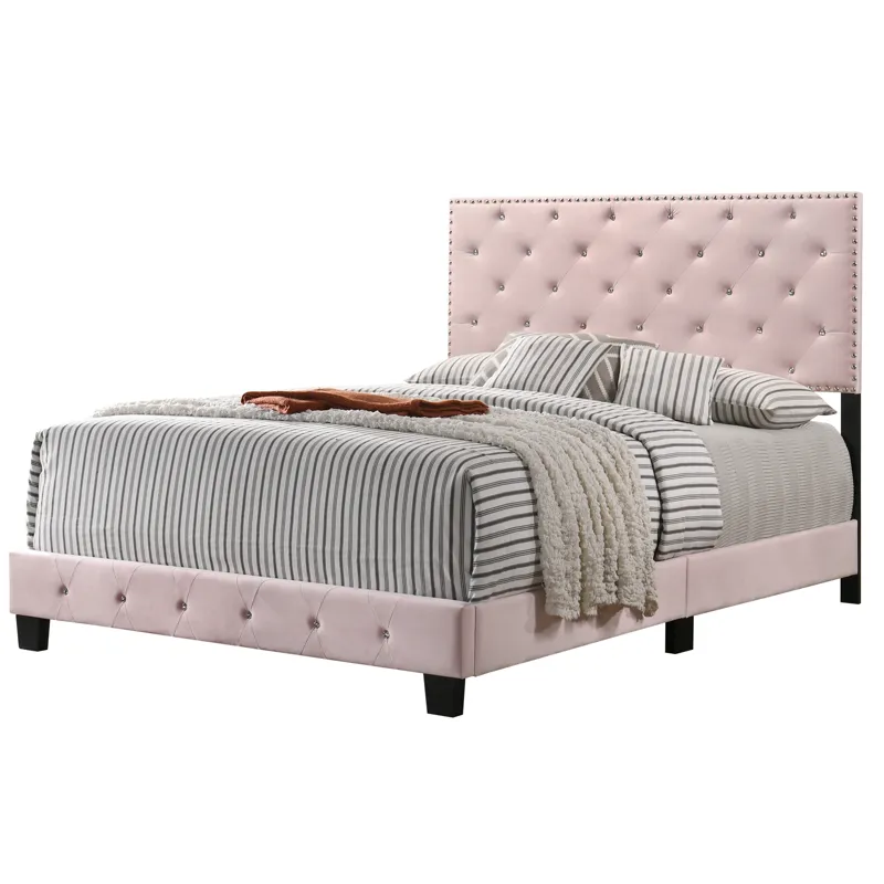Suffolk - G1406-QB-UP Queen Bed - Pink