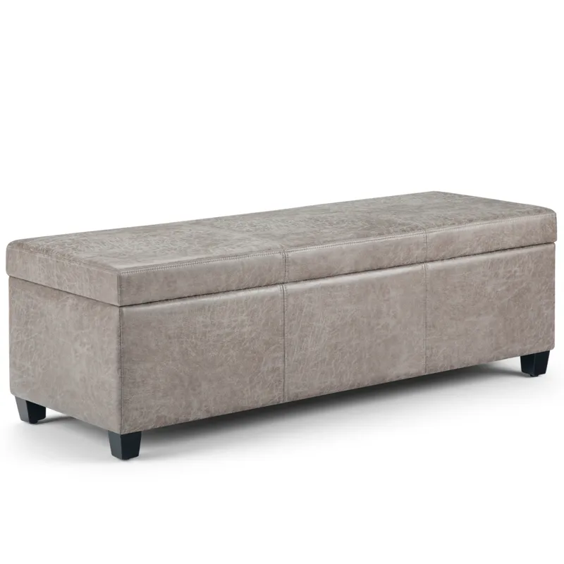Avalon - Storage Ottoman Bench - Distressed Grey Taupe