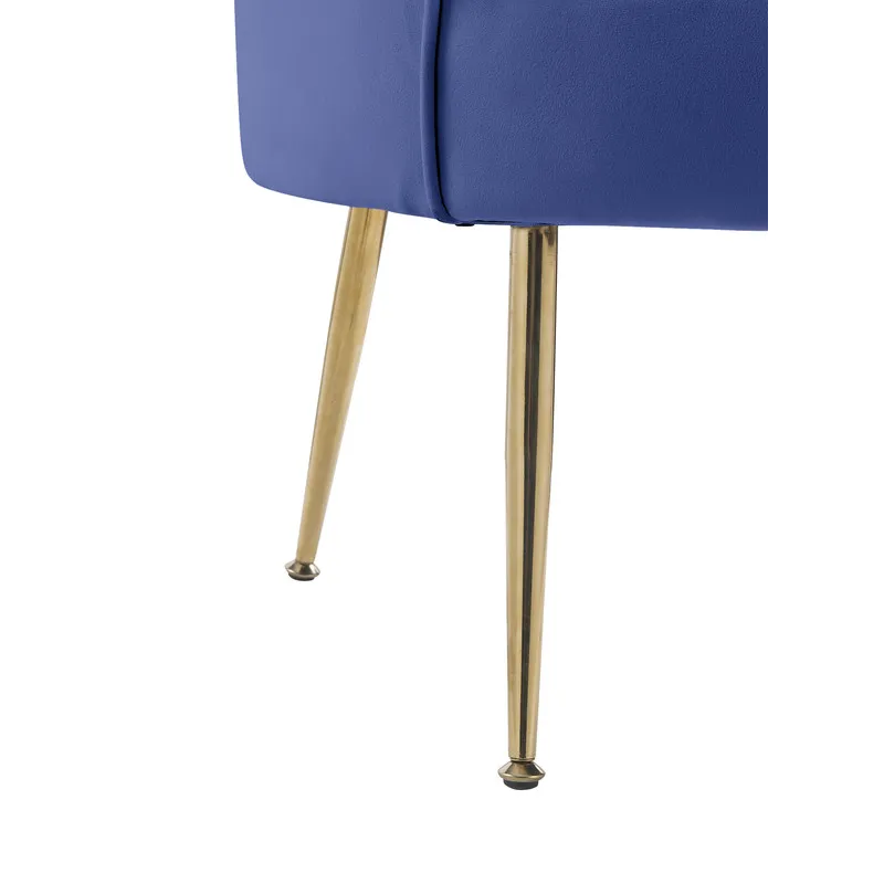Angelina - Velvet Scalloped Back Barrel Accent Chair With Metal Legs - Blue