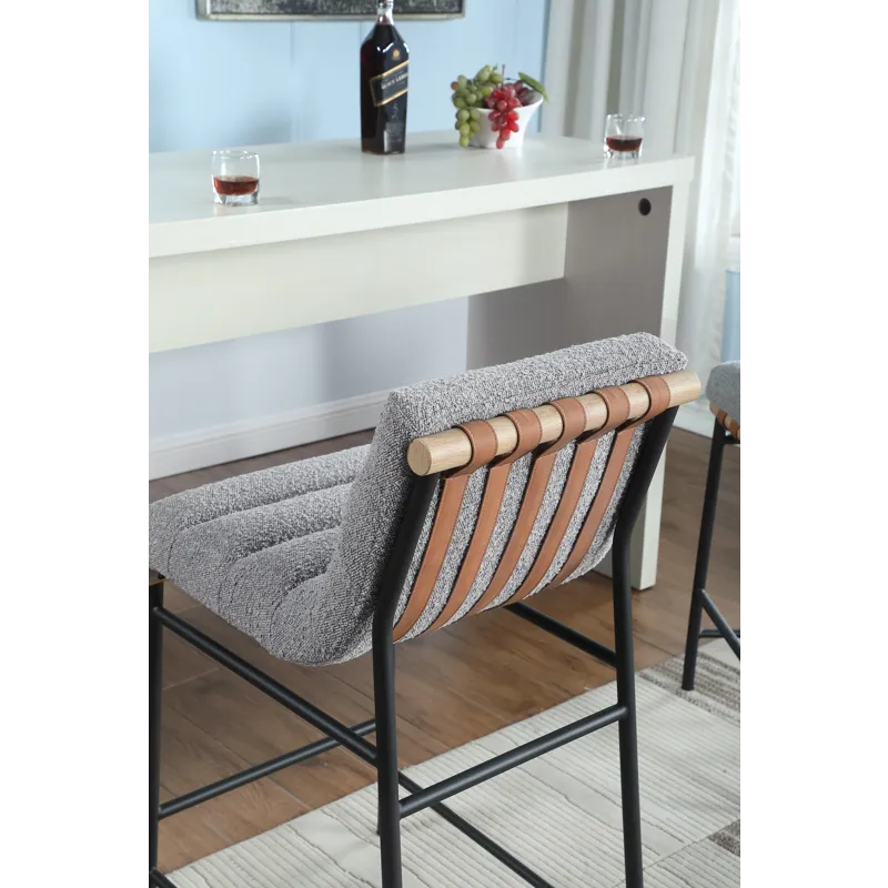 Lahni - 17.Boucle Fabric Counter Height Chair - Gray