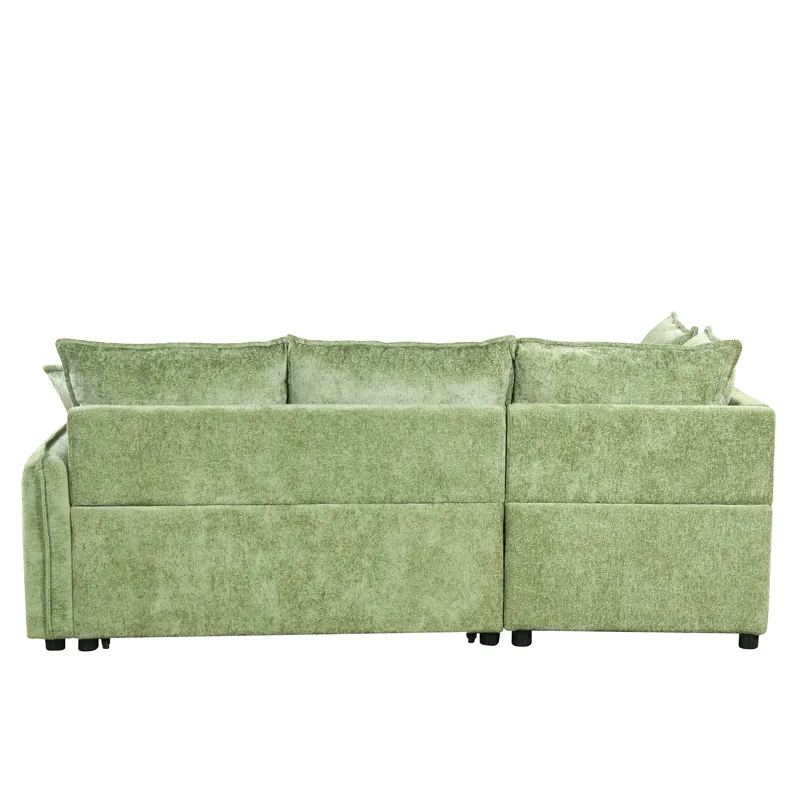 Convertible Sofa Bed Sectional Sofa Sleeper L-Shaped Sofa With A Storage Ottoman, Two Pillows, Two P
