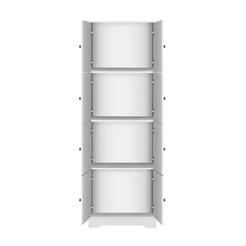 Tall Storage Cabinet With 8 Doors And 4 Shelves, Wall Storage Cabinet For Living Room, Kitchen, Offi