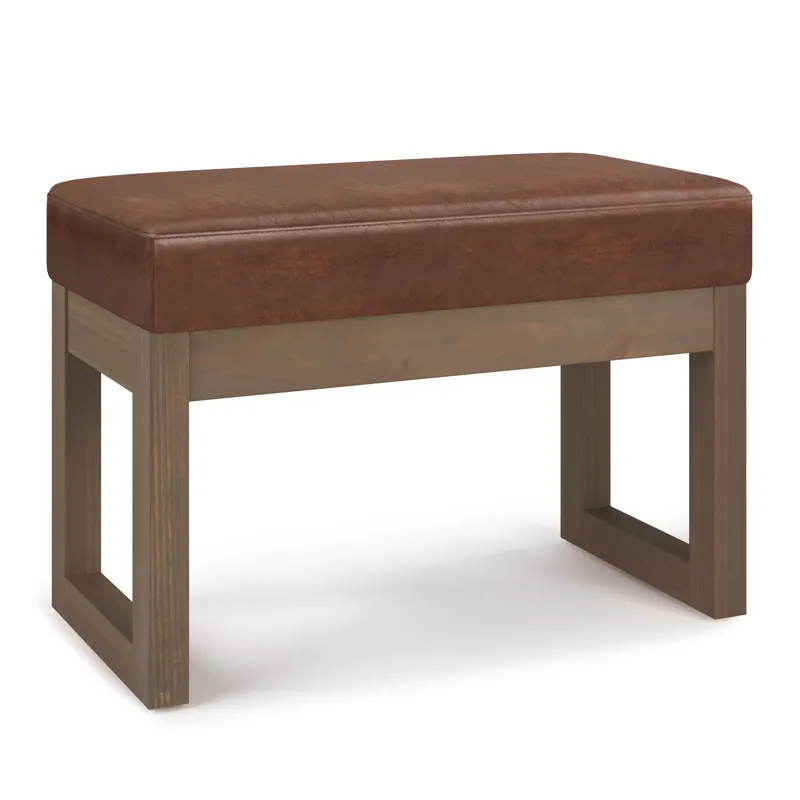 Milltown - Footstool Small Ottoman Bench - Distressed Saddle Brown