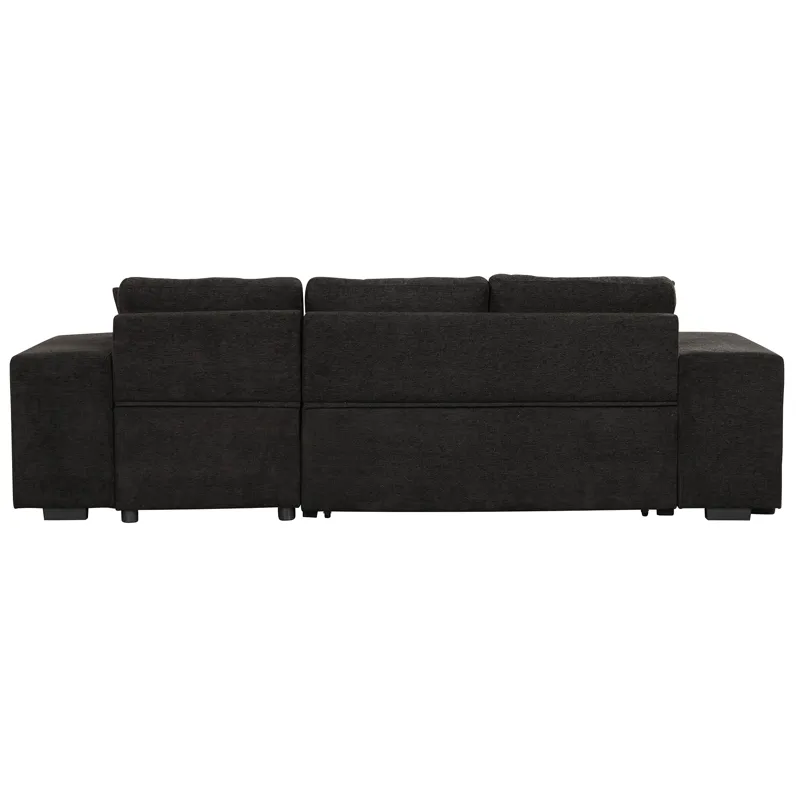 Modern L-Shape 3 Seat Reversible Sectional Couch, Pull Out Sleeper Sofa With Storage Chaise And 2 St