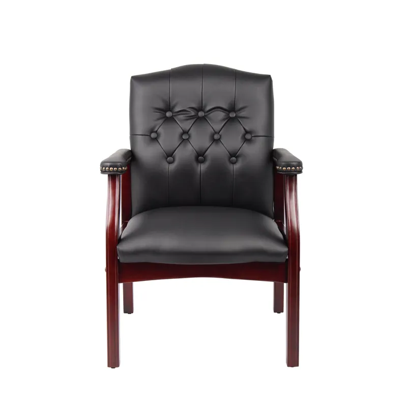 Leather Reception Guest Chairs With Padded Seat And Arms Ergonomic Mid-Back Office Executive Side Ch