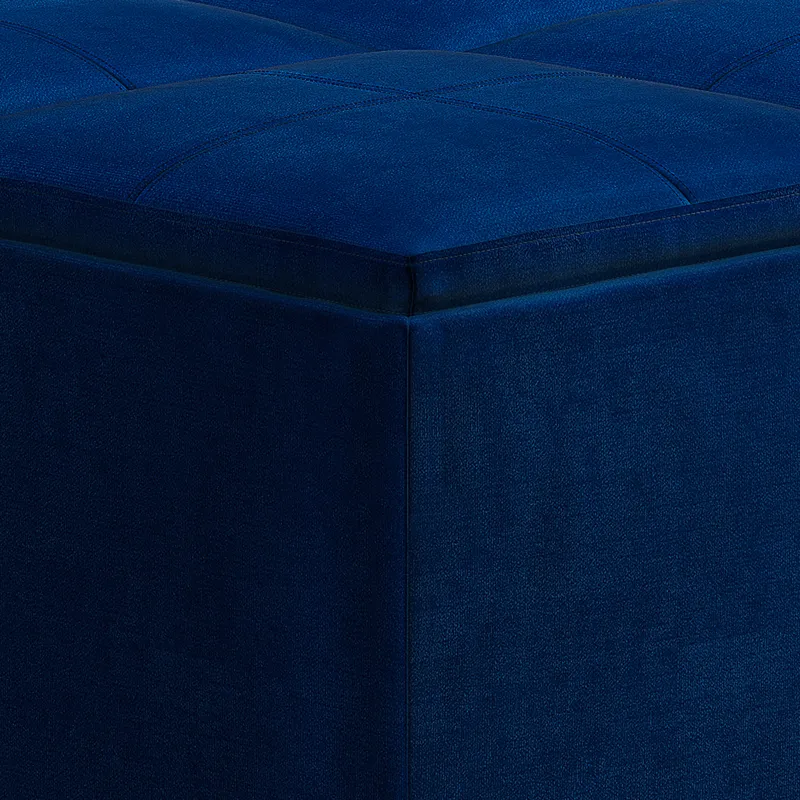 Avalon - Square Coffee Table Storage Ottoman - Blue
