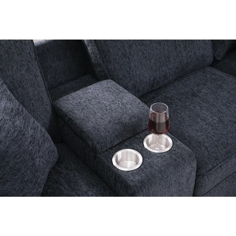 Gina - Sectional Sofa With Ottoman - Black