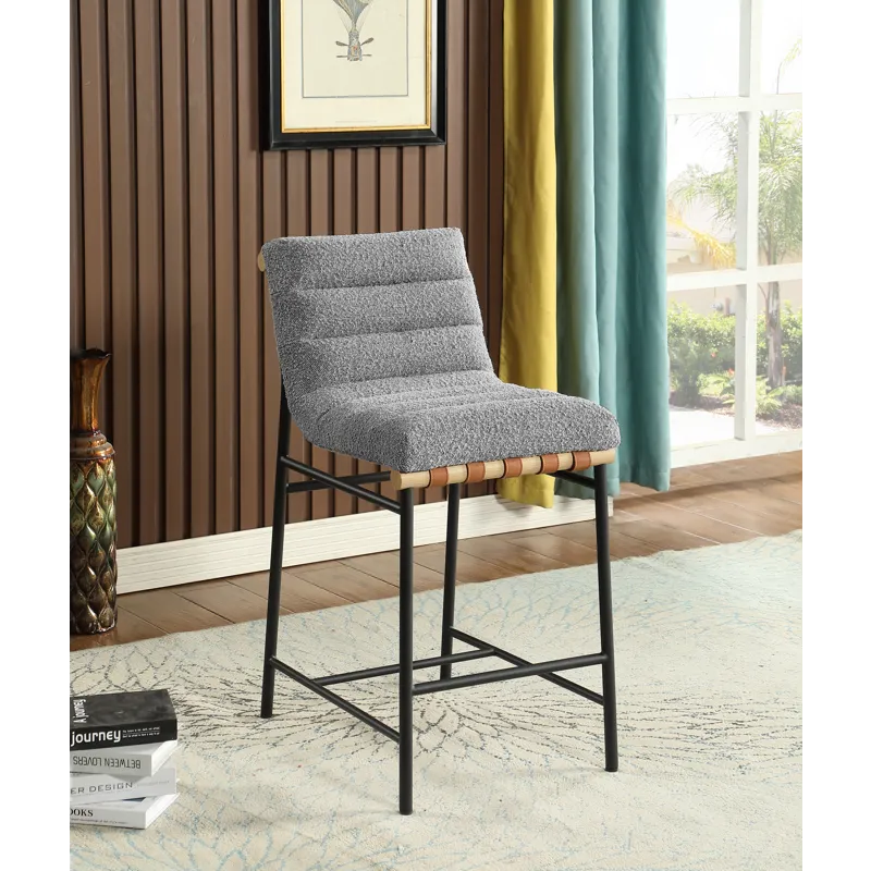 Lahni - 17.Boucle Fabric Counter Height Chair - Gray