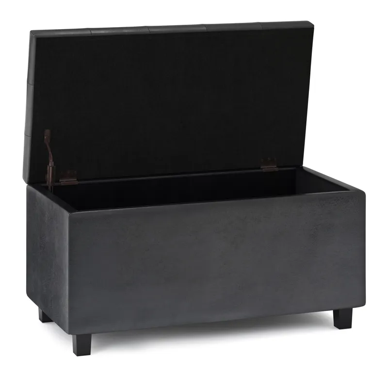 Cosmopolitan - Storage Ottoman - Distressed Black