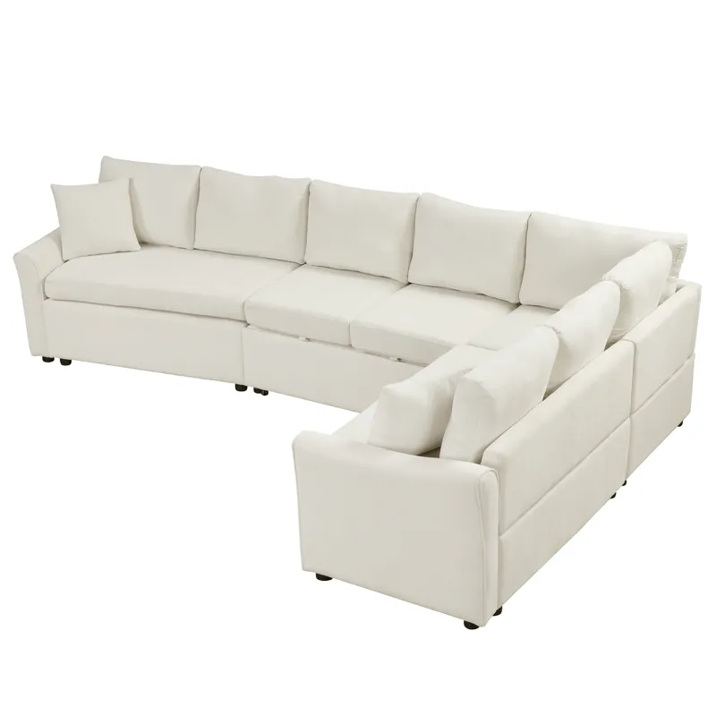 L-Shaped Sofa Convertible Sofa Bed Pull Out Sofa Sleeper With Two Back Pillows, Two USB Ports And Tw