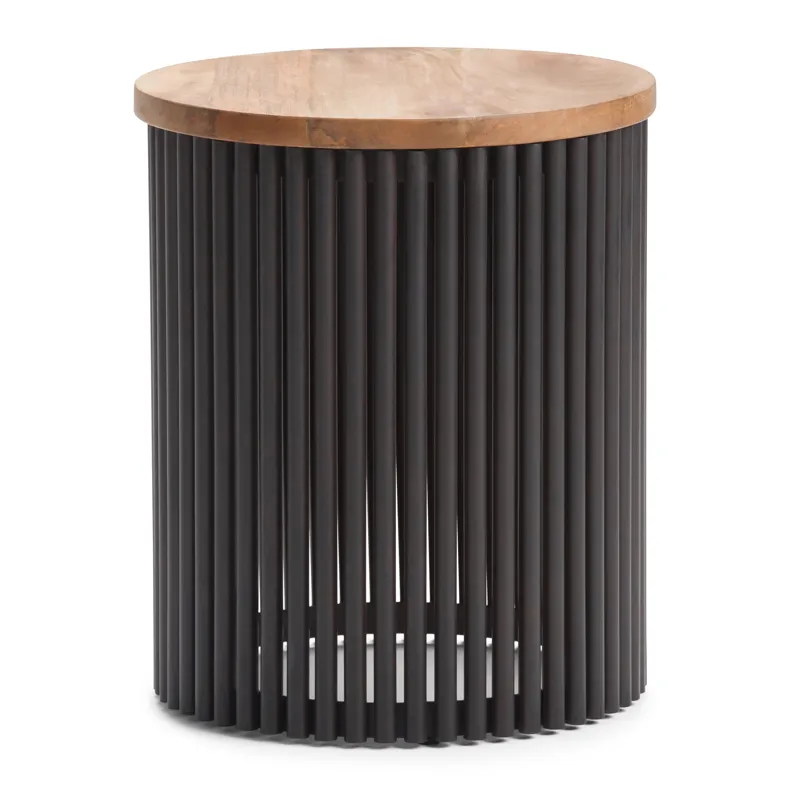 Demy - Metal and Wood Accent Table - Natural / Black