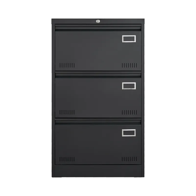 Filing Cabinet Lateral File Cabinet 3 Drawer, Blcak Locking Metal File Cabinets Three Drawer, Office