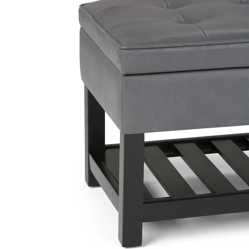 Cosmopolitan - Storage Ottoman Bench with Open Bottom - Stone Grey