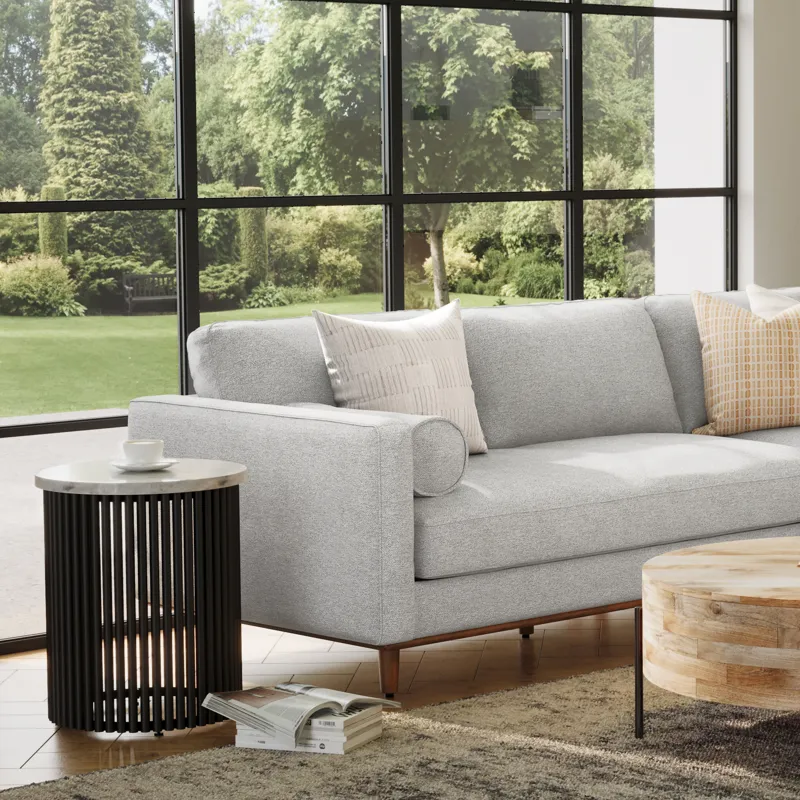 Demy - Metal Accent Table - White Marble / Black