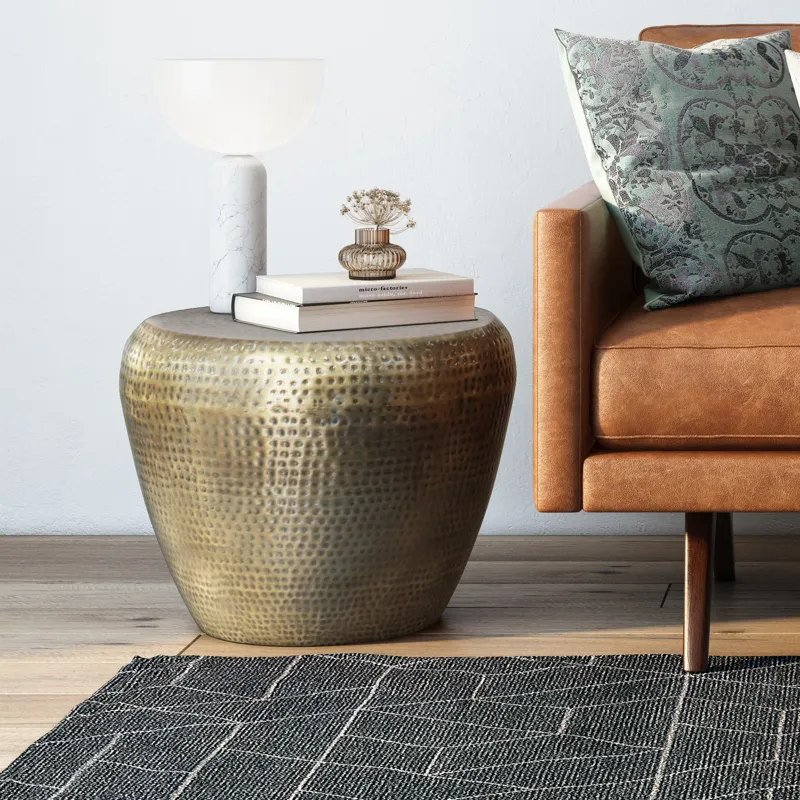 Preston - Metal Side Table - Antique Gold