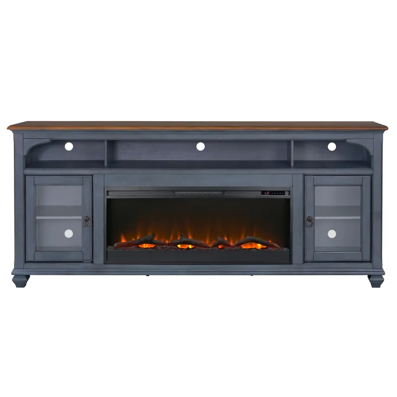 Americana - 86\" Fireplace TV Stand - Corduroy Blue