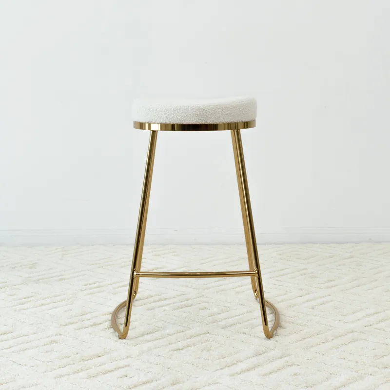 Jane - 26\" Mid-Century Modern Luxury Upholstered Stool - White