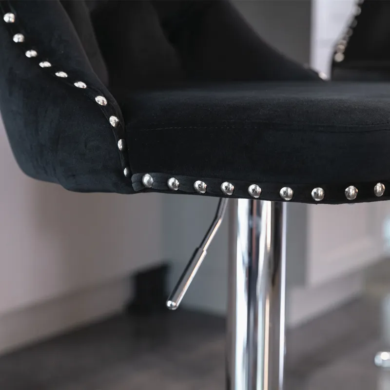 Swivel Velvet Barstools Adjusatble Seat Height From 25-33\", Modern Upholstered Chrome Base Bar Stoo
