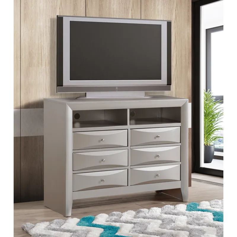 Marilla - G1503-TV2 Media Chest - Silver Champagne