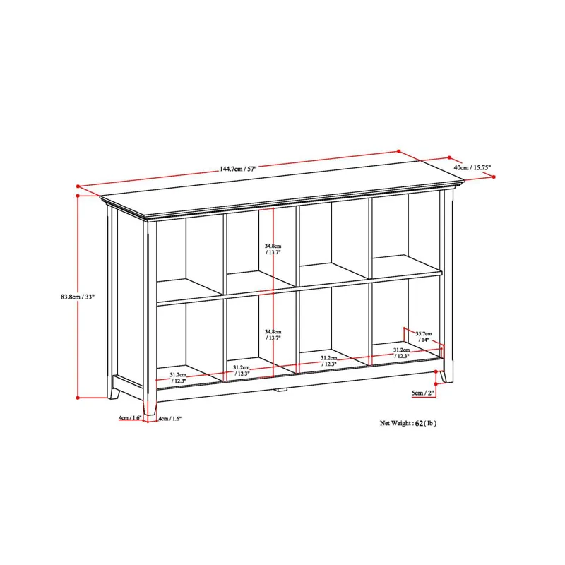 Amherst - 8 Cube Storage Sofa Table - Distressed Grey