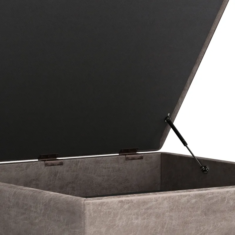 Owen - XL Square Coffee Table Storage Ottoman - Distressed Grey Taupe