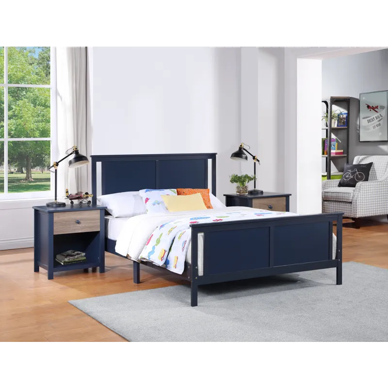 Connelly - Full Bed - Midnight Blue/Vintage Walnut