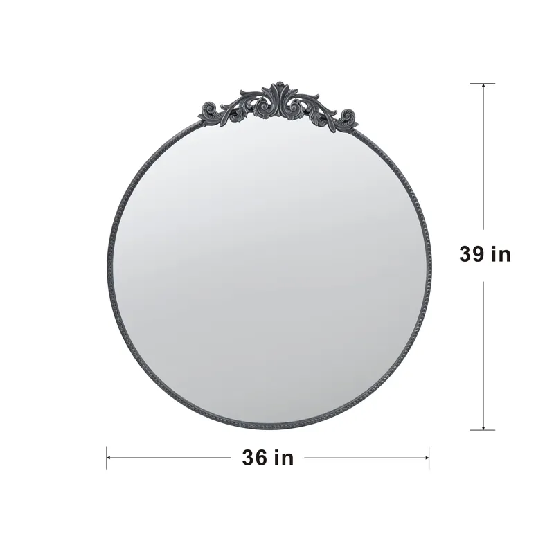 Classic Design Mirror With Round Shape And Baroque Inspired Frame For Bathroom, Entryway, Console Le
