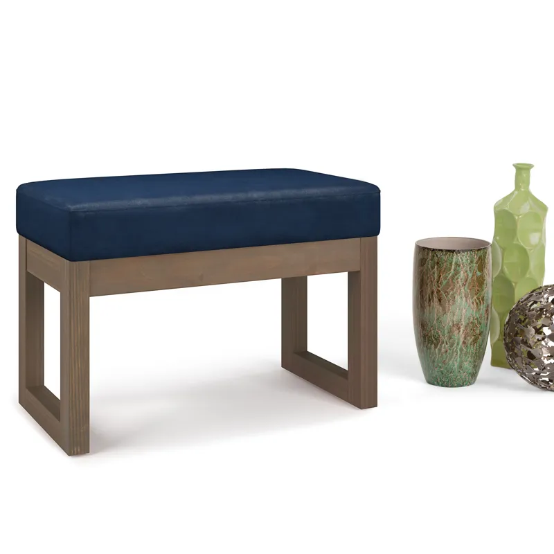 Milltown - Footstool Small Ottoman Bench - Distressed Dark Blue