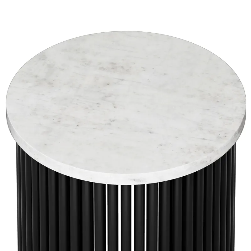 Demy - Metal Accent Table - White Marble / Black