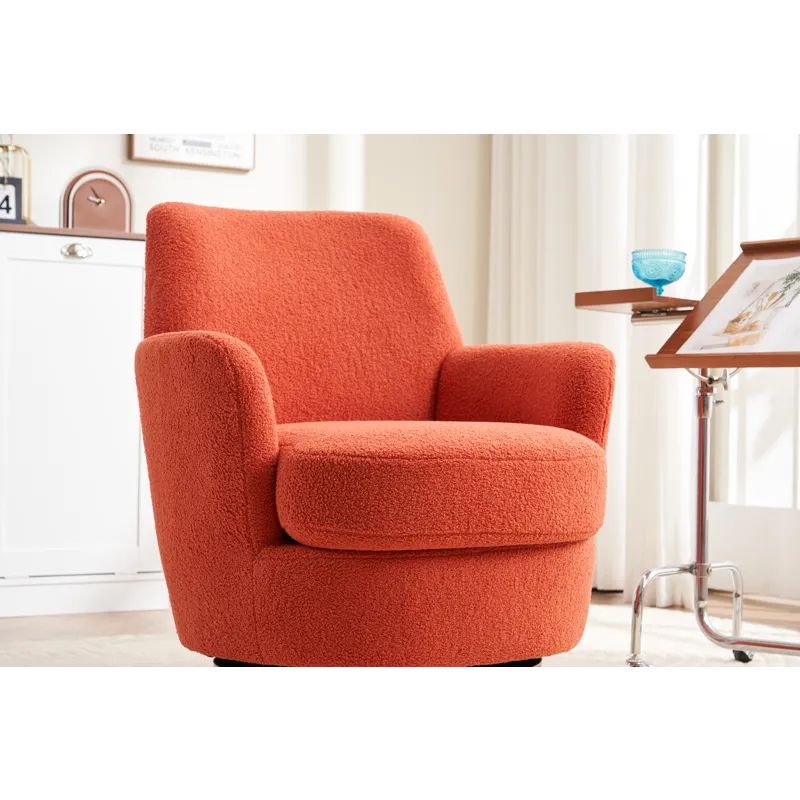 Teddy Swivel Barrel Chair, Swivel Accent Chairs Armchair For Living Room, Reading Chairs For Bedroom