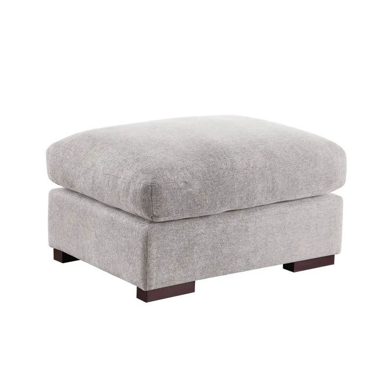 Tatman - Linen Blend Sectional With 2 Ottomans - Light Gray