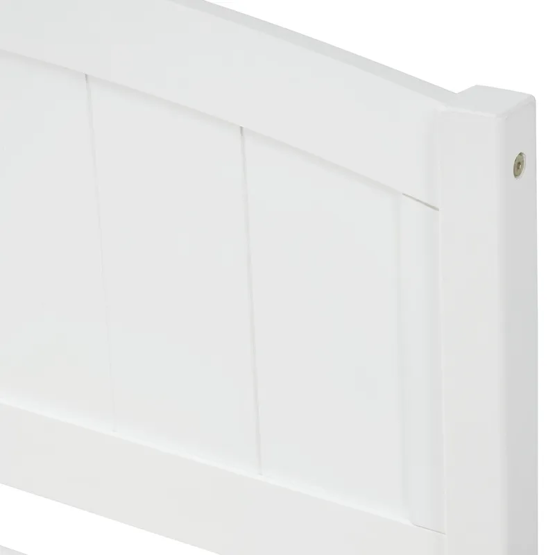 Twin Size, Platform Bed With Trundle - White