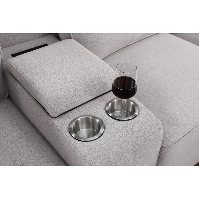 Tina - 8 Piece Upholstered Sectional With Ottoman - Light Gray