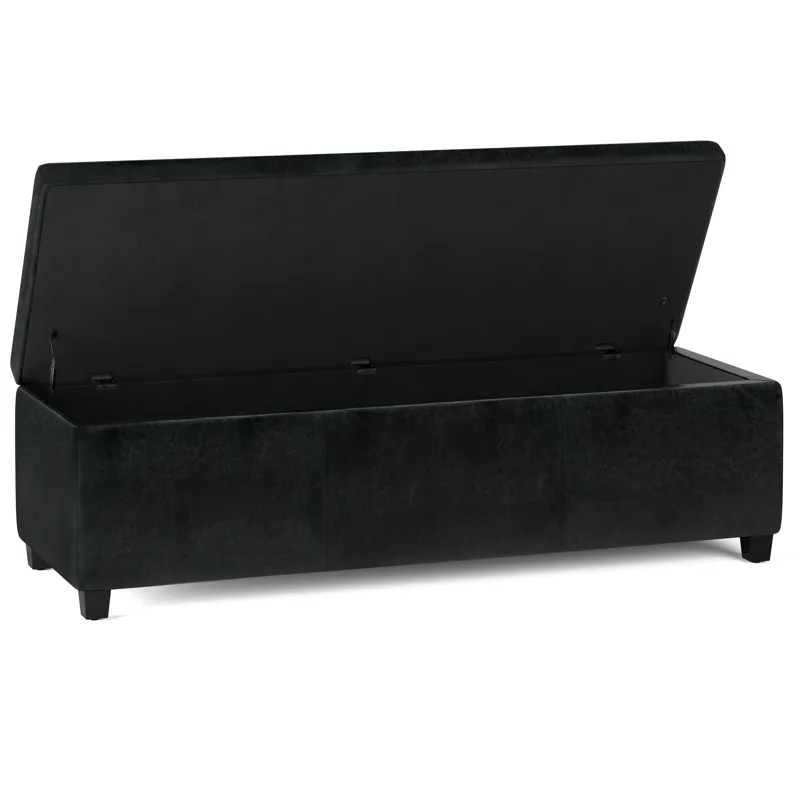 Avalon - Extra Large Storage Ottoman Bench - Midnight Black