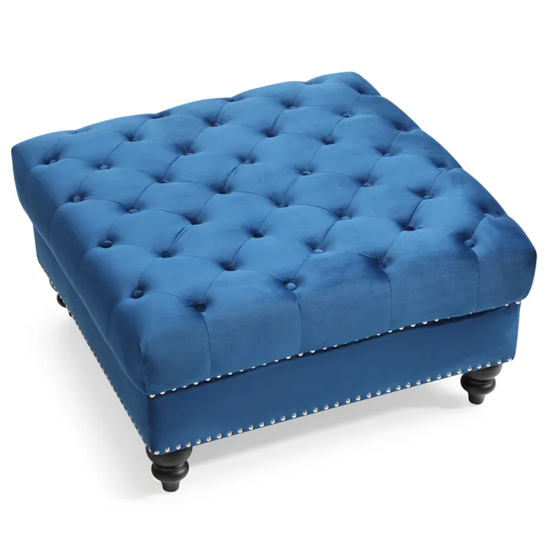 Nola - G0351-O Ottoman - Navy Blue