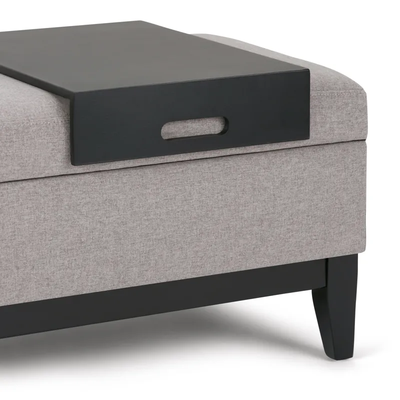 Oregon - Storage Ottoman Bench with Tray - Cloud Grey
