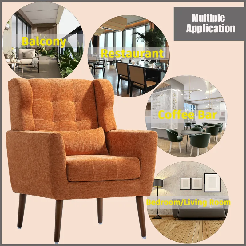 Modern Accent Chair, Chenille Arm Chairs For Living Room, Upholstered Mordern Armchair, Comfy Soft P