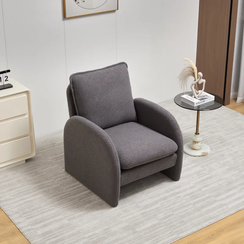 Modern Sherpa Upholstered Accent Chair, Comfortable Living Room Armchair, Lounge Chair For Bedroom, 