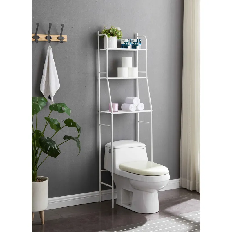 Three Tier Over The Toilet Storage Shelf - White