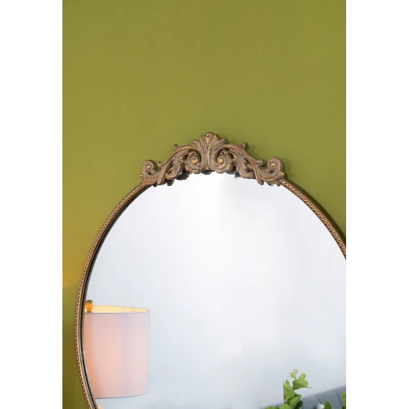 Round Wall Mounted Mirror With Frame For Bathroom Living Room - Gold