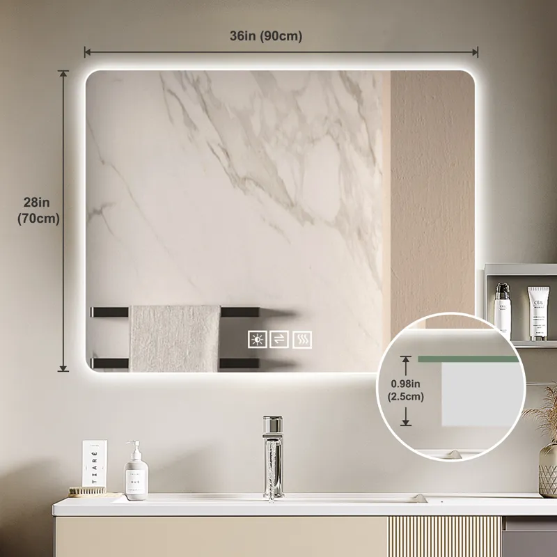 28\" Bathroom Mirror With LED Lights Front And Backlit, Anti-Fog Lighted Vanity Mirrors For Wall Mou