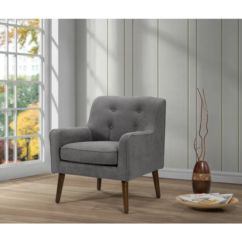 Ryder - Mid Century Modern Woven Fabric Tufted Armchair - Gray