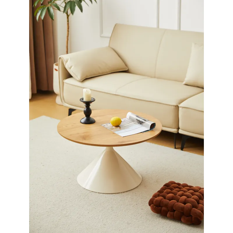 Round Coffee Table - Brown / White