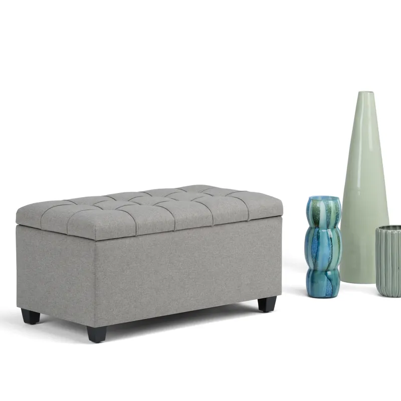 Sienna - Storage Ottoman Bench - Dove Grey